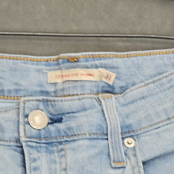 Levi's Premium Denim 721 Hi Rise Skinny Blue Denim Jeans Womens Size 31 A5-4 - Picture 2 of 8